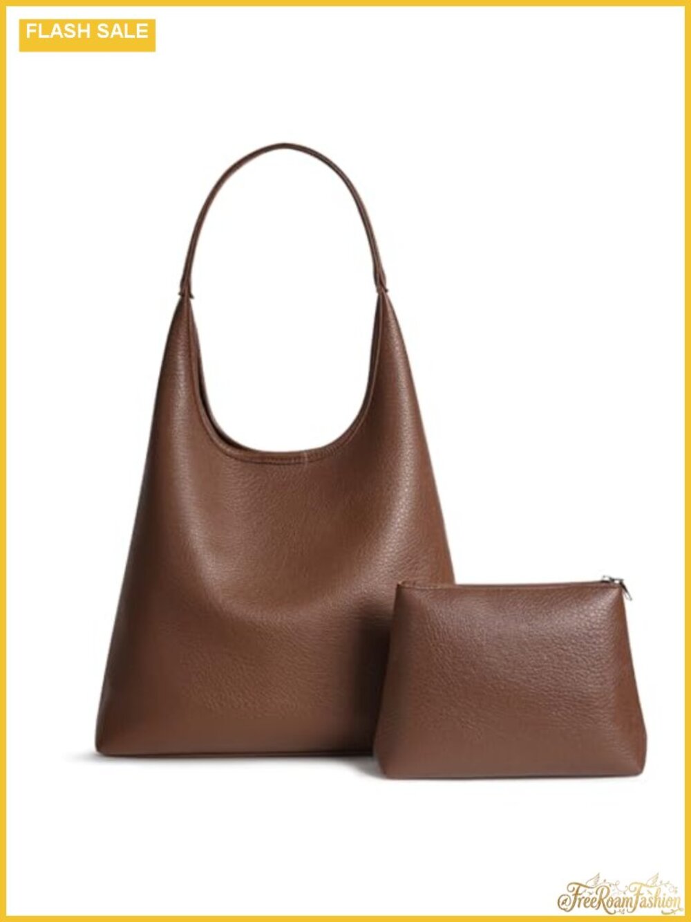 2-Piece Vegan Leather Hobo Bag Set with Mini Purse, Slouchy Shoulder Tote